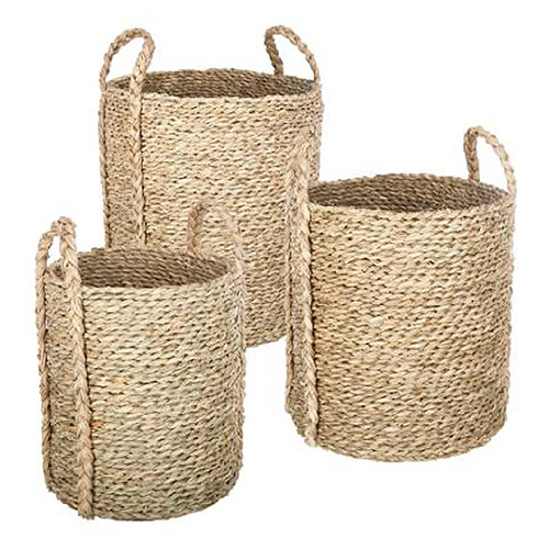 Lot de 3 paniers de rangement en osier coloris naturel -PEGANE-