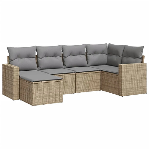 Maison Chic Salon de jardin avec coussins 6 pcs | Ensemble de Table et chaises | Mobilier d'Extérieur beige résine tressée -GKD86668