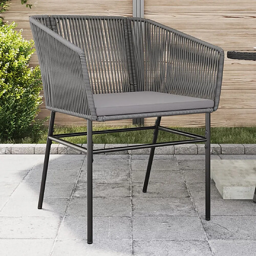 vidaXL Chaises de jardin lot de 2 avec coussins gris résine tressée