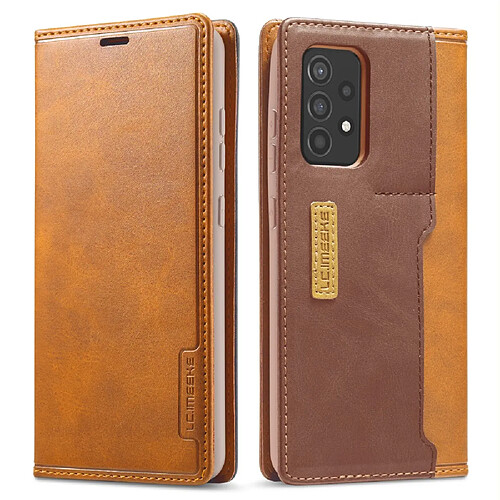 Coque en TPU + PU avec porte-cartes marron pour votre Samsung Galaxy A72 5G/4G