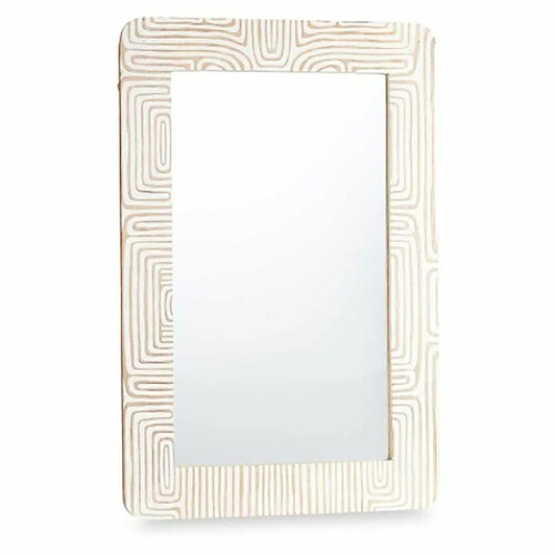 Gift Decor Miroir mural Blanc Marron Bois de manguier Courbe 90 x 60 x 2 cm