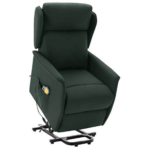 vidaXL Fauteuil de massage Vert foncé Tissu