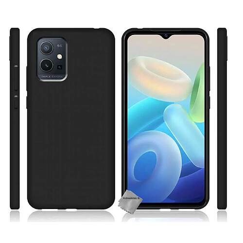 Htdmobiles Coque pour Vivo Y55 5G / Y75 5G - housse etui silicone gel fine + verre trempe - NOIR