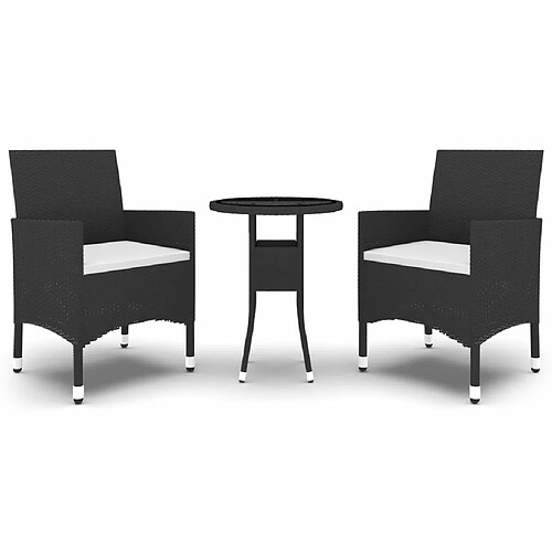 Maison Chic Mobilier à dîner 3 pcs de jardin - Ensemble table et chaises d'extérieur - Salon/Mobilier de jardin classique Résine tressée Noir -MN14819