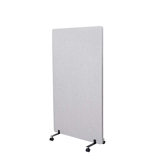 Decoshop26 Cloison acoustique paravent de bureau séparateur de pièce panneau d'affichage à double paroi tiss gris 147x80 cm 04_0006419