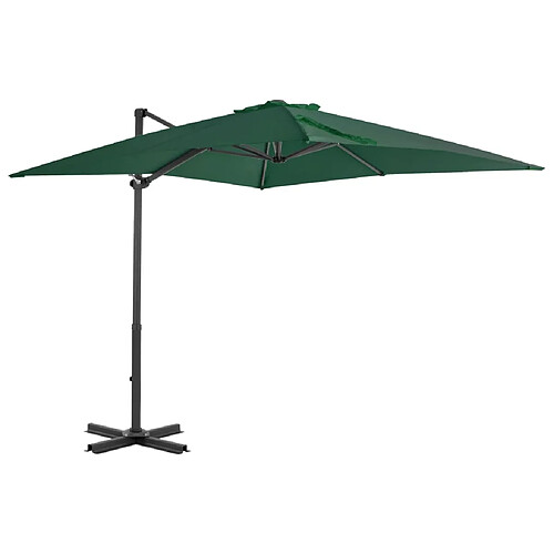 Helloshop26 Parasol meuble de jardin en porte-à-faux et mât en aluminium 250 x 250 cm vert 02_0008637