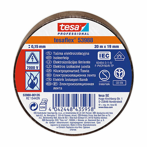 Ruban isolant TESA Tesaflex 53988 Marron (20 m x 19 mm)