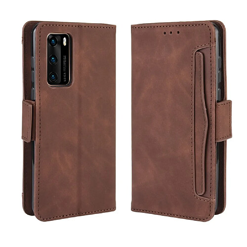 Etui en PU avec support et plusieurs porte-cartes marron pour votre Huawei P40