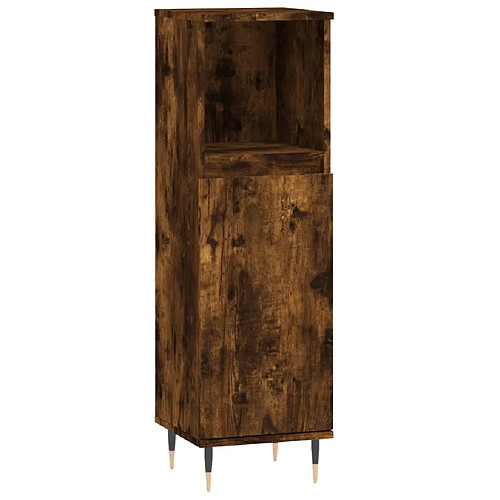 Maison Chic Armoire de bain,Meuble de rangement de salle de bain,Meuble haut chêne fumé 30x30x100 cm bois d'ingénierie -GKD684872