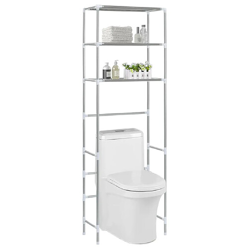 vidaXL Support de rangement 3 niveaux de toilette Argenté 53x28x169 cm