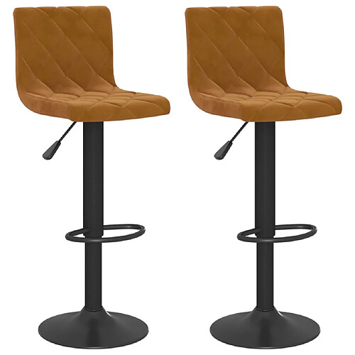 vidaXL Tabourets de bar 2 pcs Marron Velours