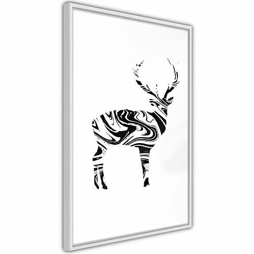 Paris Prix Affiche Murale Encadrée Marble Stag 40 x 60 cm Blanc