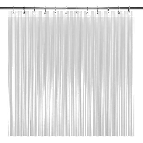 LiBa Rideau de douche transparent 183 x 213 cm - En PEVA - Avec poids en bas - Calibre 8 - Anti-moisissure - Plus long