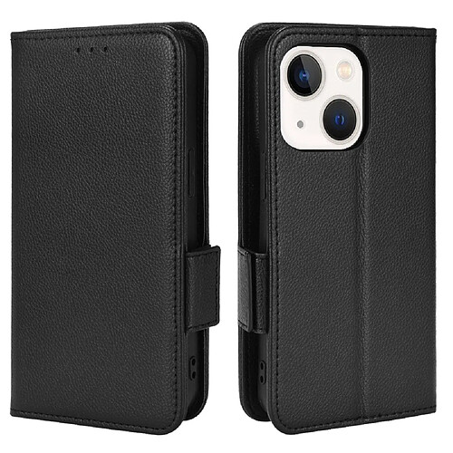 Etui en PU texture litchi, fermoir magnétique noir pour votre iPhone 13 mini 5.4 pouces