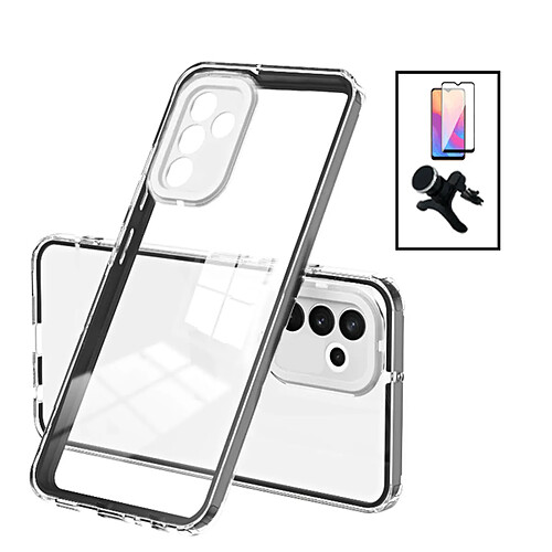 PHONECARE Kit Coque 360 Airbag Anti-Drop Caméra Protection + Support Magnétique Renforcé de Voiture + 5D Full Cover pour Samsung Galaxy A13 5G - Transparent