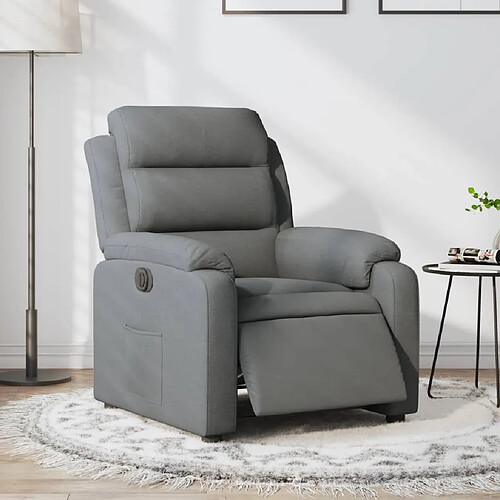 vidaXL Fauteuil inclinable électrique Gris foncé Tissu