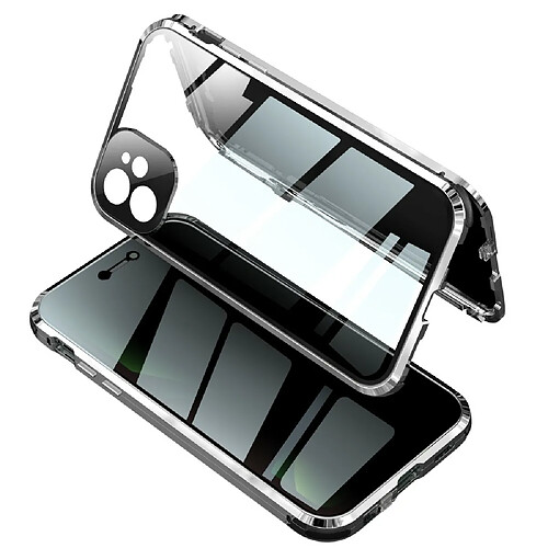 Coque en cadre métallique Verrouiller le cadre d'installation double face lentille anti-peep argent pour votre Apple iPhone 12 Pro