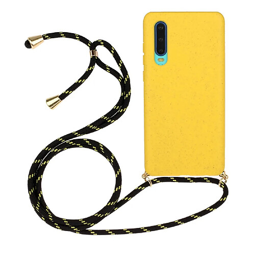 Coque en TPU la paille de blé avec dragonne jaune pour votre Huawei P30