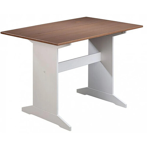 Table de cuisine en pin massif foncé et blanc - L.110 x H.75 x P.70 cm -PEGANE-