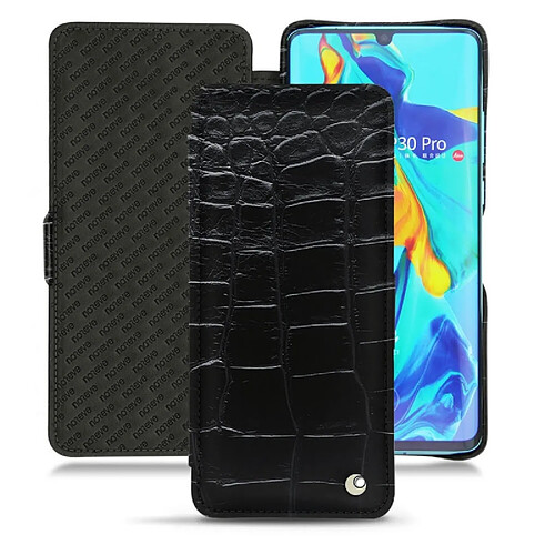 Housse cuir Huawei P30 Pro - Rabat horizontal - Crocodile nero ( Noir / Black) - NOREVE