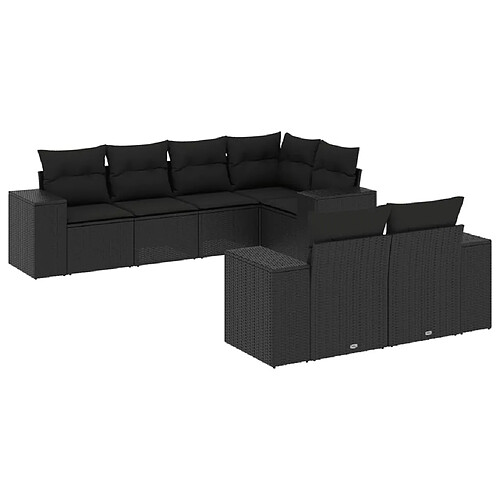 Maison Chic Salon de jardin 7 pcs avec coussins | Ensemble de Table et chaises | Mobilier d'Extérieur noir résine tressée -GKD71348