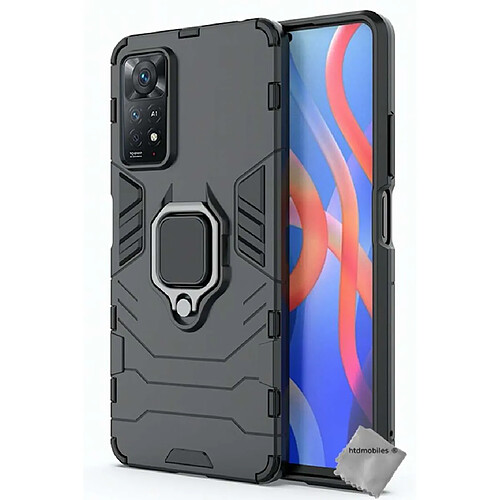 Htdmobiles Coque rigide anti choc pour Xiaomi Redmi Note 11 Pro 4G / 5G + film ecran - NOIR