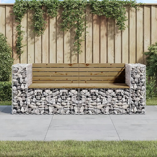 vidaXL Banc de jardin design gabion 184x71x65,5cm bois de pin imprégné