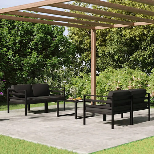 vidaXL Salon de jardin 5 pcs avec coussins Aluminium Anthracite