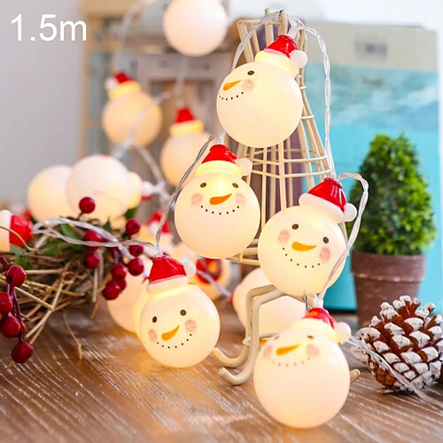 Wewoo Guirlande LED 1,5 m bonhomme de neige vacances lumineuse, 10 2 x piles AA Batterie alimenté chaud décoratif fée lampe décorative pour Noël, fête, chambre (blanc chaud)