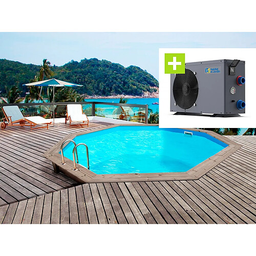 Habitat Et Jardin Piscine bois Venecia - 5.80 x 1.31 m + Pompe à chaleur - Puissance 6.1 kW