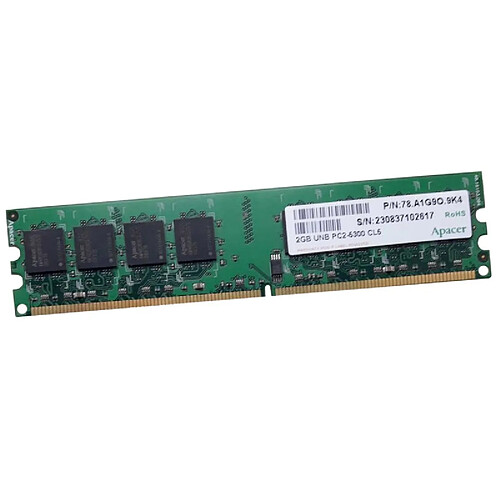 2Go RAM Apacer 78.A1G9O.9K4 DIMM DDR2 PC2-5300U 667Mhz 240-Pin 1.8v CL5 · Occasion