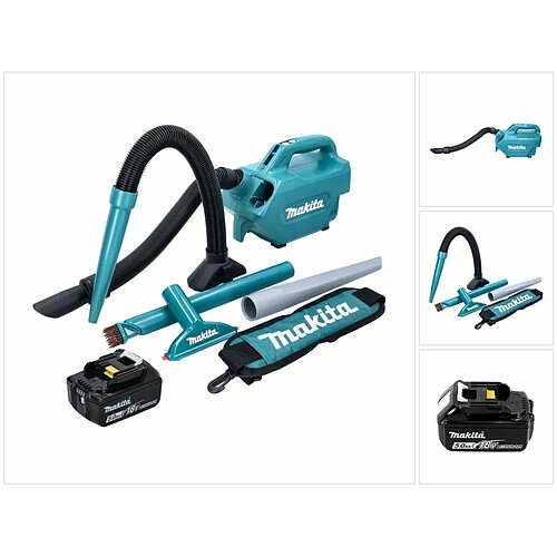 Makita DCL 184 T1 Aspirateur sans fil 18 V - 54 mbar - 0,5 l + 1x Batterie 5,0 Ah - sans chargeur