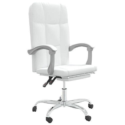 Helloshop26 Chaise fauteuil siège pivotante de inclinable de bureau informatique étude similicuir blanc 02_0024230