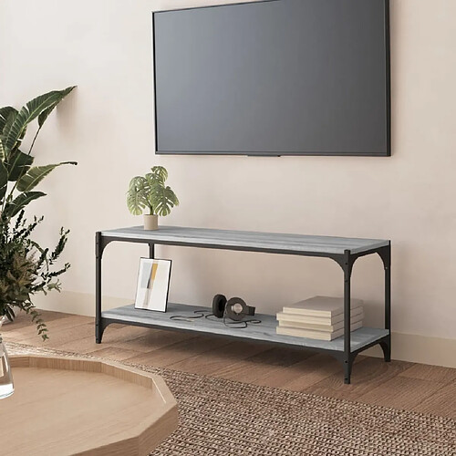 Maison Chic Meuble TV scandinave gris - Banc TV pour salon Sonoma 100x33x41 cm Bois d'ingénierie et acier -MN80560