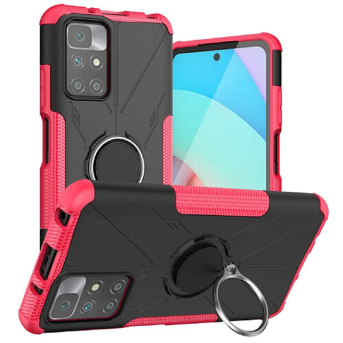 Coque en TPU Anti-empreintes, anti-chutes avec béquille pour votre Xiaomi Redmi Note 11 4G (MediaTek)/Redmi 10 4G (2021)/10 2022 4G - rose