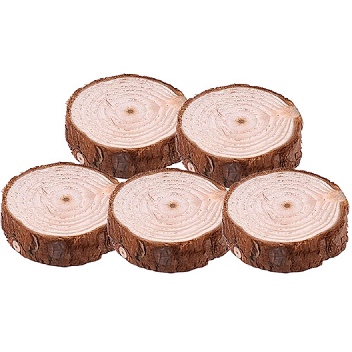 5pcs Tranches De Bois Naturel Non Peintes Copeaux Disque De Journal Rond Pour Bricolage Artisanal 3-4cm