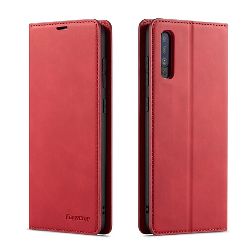 Wewoo Housse Coque Pour Galaxy A50 Forwenw Dream Series Oil Edge Fort Magnetism Étui en cuir à rabat horizontal avec support et fentes cartes et portefeuille et cadre photo rouge