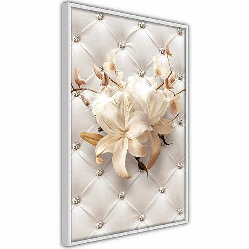 Paris Prix Affiche Murale Encadrée Lilies on Leather Upholstery 30 x 45 cm Blanc