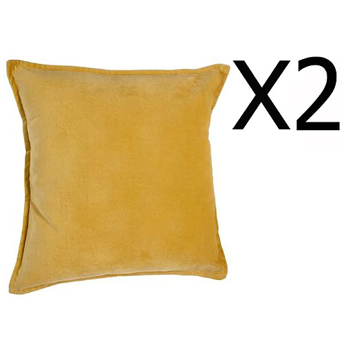 Pegane Lot de 2 coussins en polyester coloris ocre - Dim : L.45 x l.45 cm