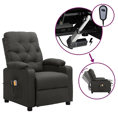 vidaXL Fauteuil électrique de massage Gris foncé Tissu