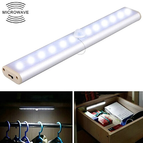 Wewoo 2W 12 LED Lumière blanche Large écran Intelligent Capteur de corps humain Cabinet de couloirVersion de charge USB