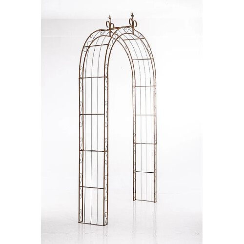 Decoshop26 Arche à rosiers pour jardin revêtue de fer hauteur 260 cm marron vieilli MDJ10118