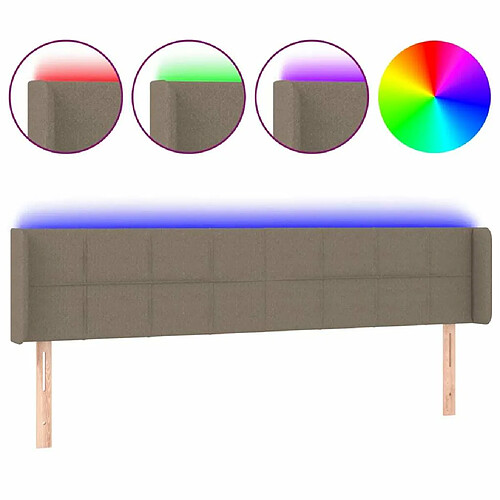 Maison Chic Tête de lit moderne à LED lumineuse pour chambre - Décoration de lit Taupe 183x16x78/88 cm Tissu -MN98623