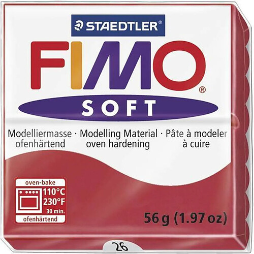 Pâte Fimo 57 g Soft Rouge cerise 8020.26 - Fimo