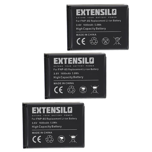 Vhbw EXTENSILO 3x Batteries compatible avec Fuji / Fujifilm FinePix SL280, SL300, SL305 appareil photo, reflex numérique (1600mAh, 3,6V, Li-ion)