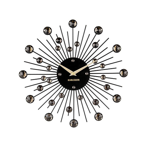 Karlsson Horloge ronde en métal Sunburst 30 cm noir.