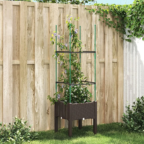 vidaXL Jardinière avec treillis marron 40x40x142,5 cm PP