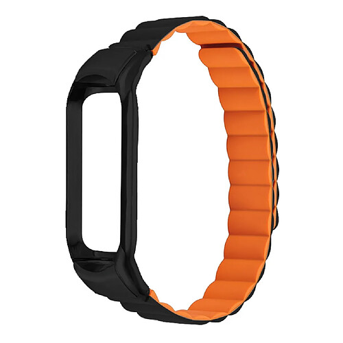 Bracelet en silicone absorption magnétique noir/orange pour votre Xiaomi Mi Band 3/4/5/6