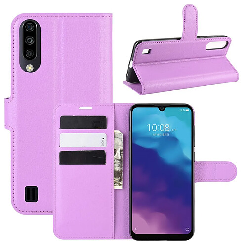 Etui en PU litchi avec support violet pour votre ZTE A7(2020)