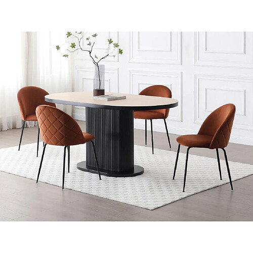 Vente-Unique Lot de 6 chaises en velours et acier inoxydable noir - Terracotta - MELBOURNE